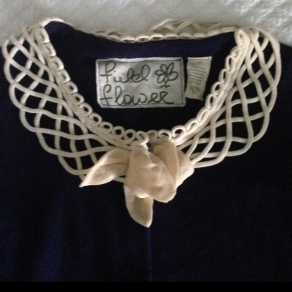 ANTHROPOLOGIE Field of Flower Navy Cardigan - Picture 3 of 6